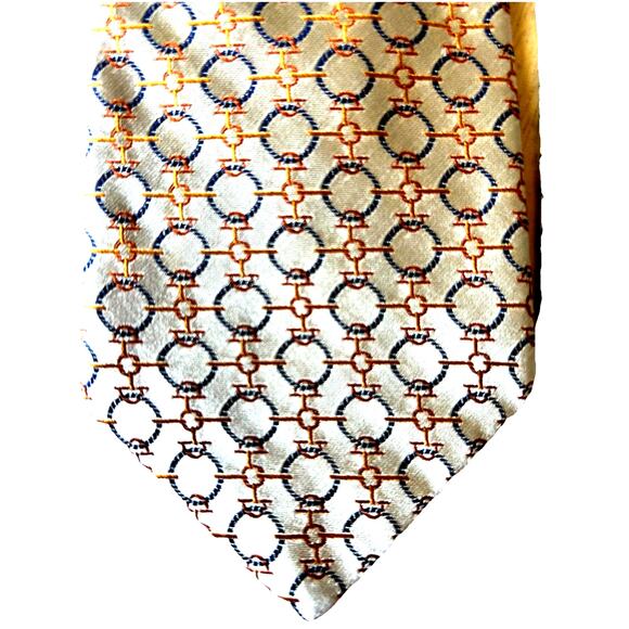 ROBERT TALBOTT Silk Tie best of class Geometric Circles Chain-link 90s Shiny Y2K - Picture 3 of 9
